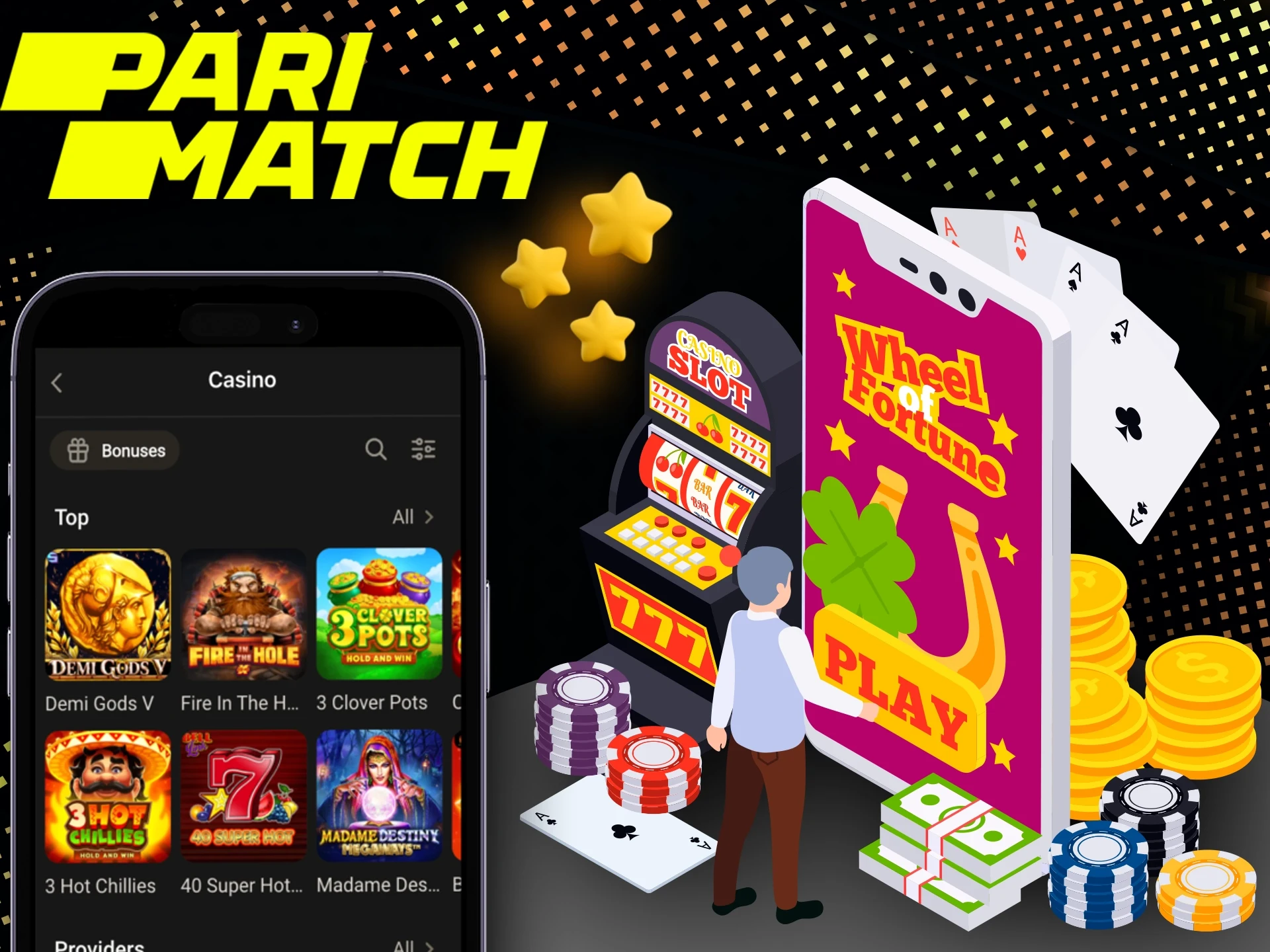 Use the Parimatch app to bet on casino games.