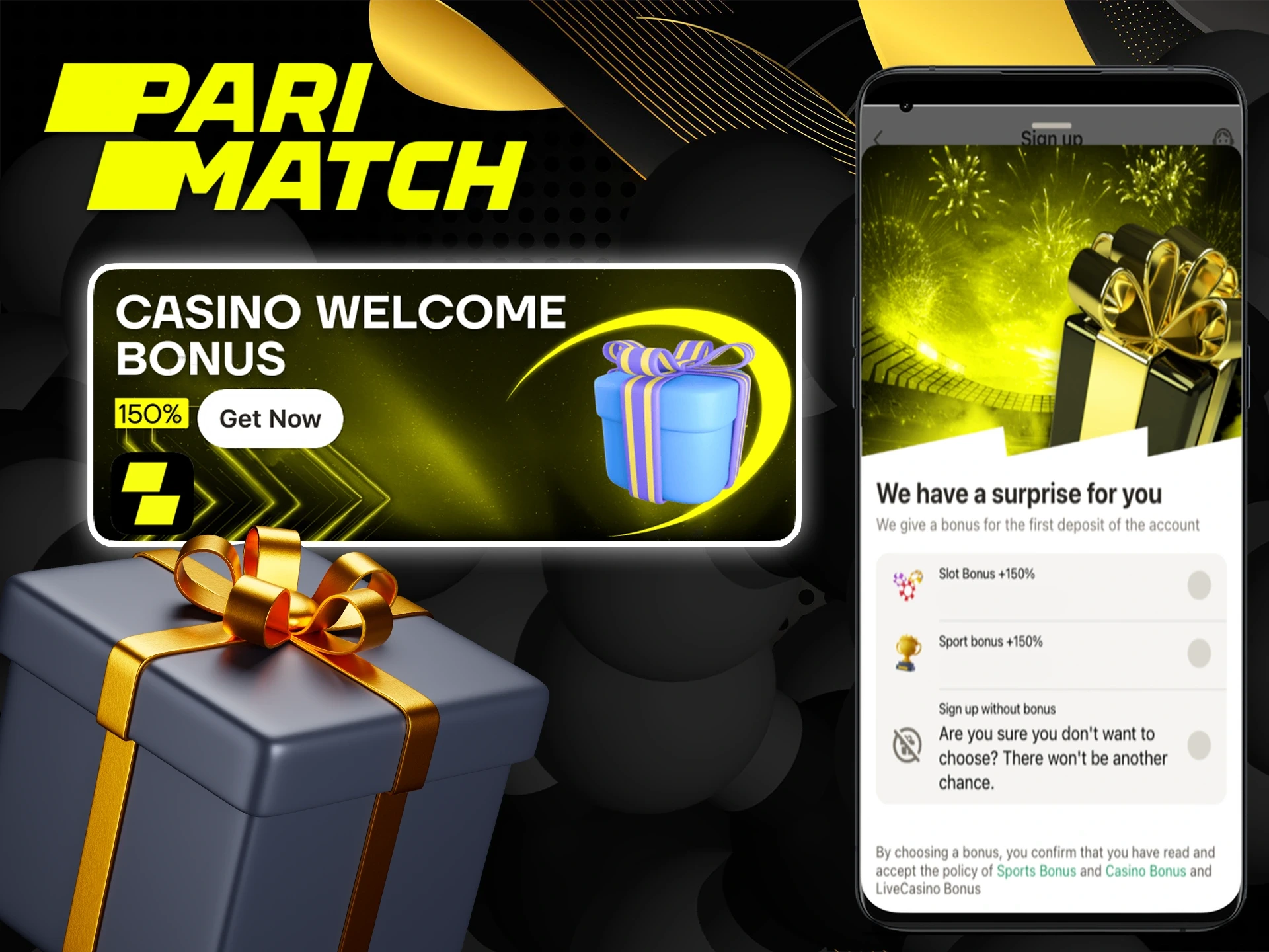 Make a deposit at Parimatch and get a welcome bonus for a comfortable game.