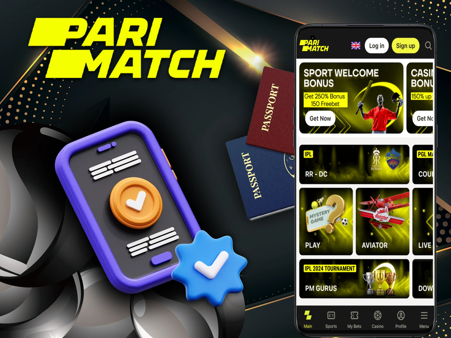 Verify your account in 3 easy steps to fully utilise Parimatch.