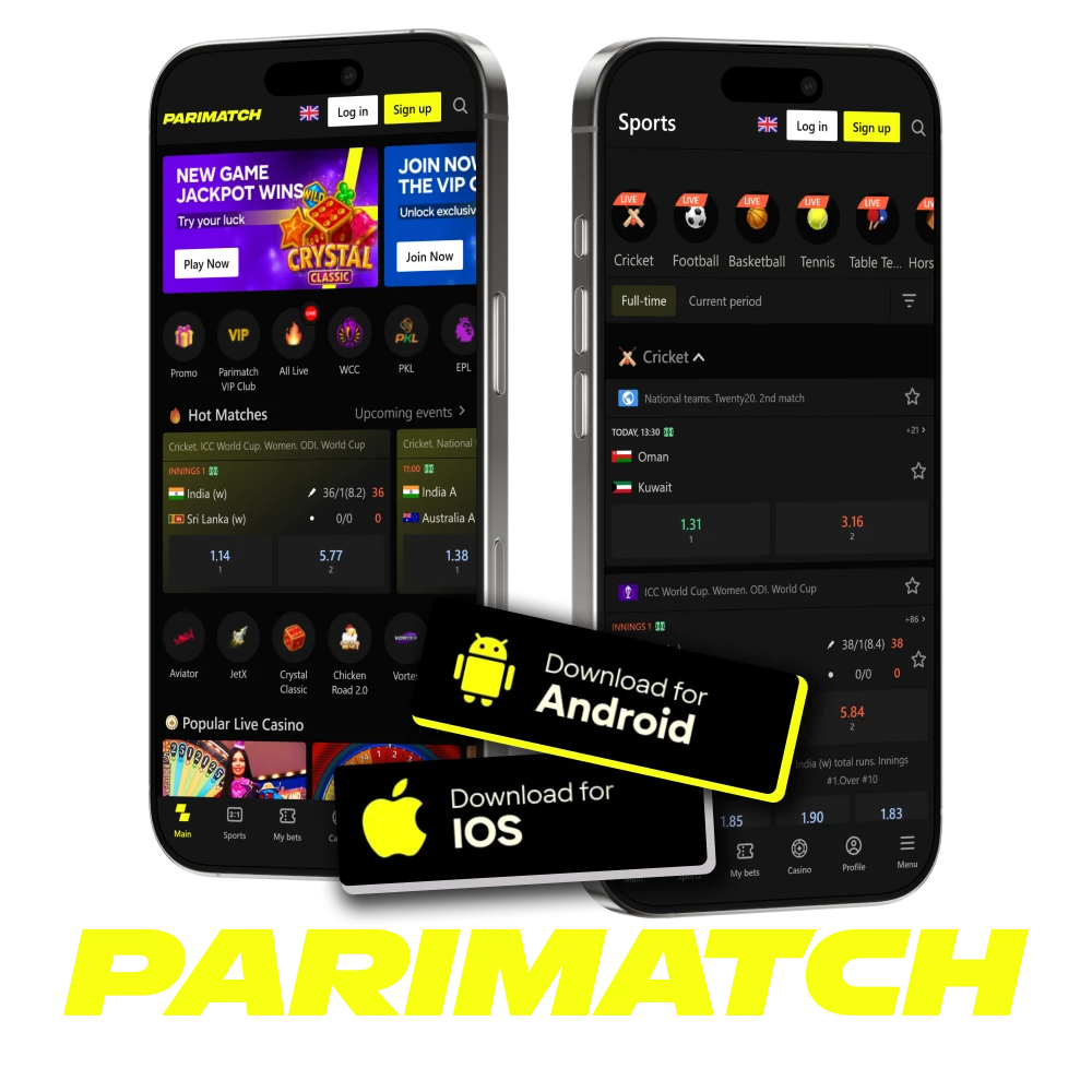 Try the Parimatch app for sports betting and casino games.