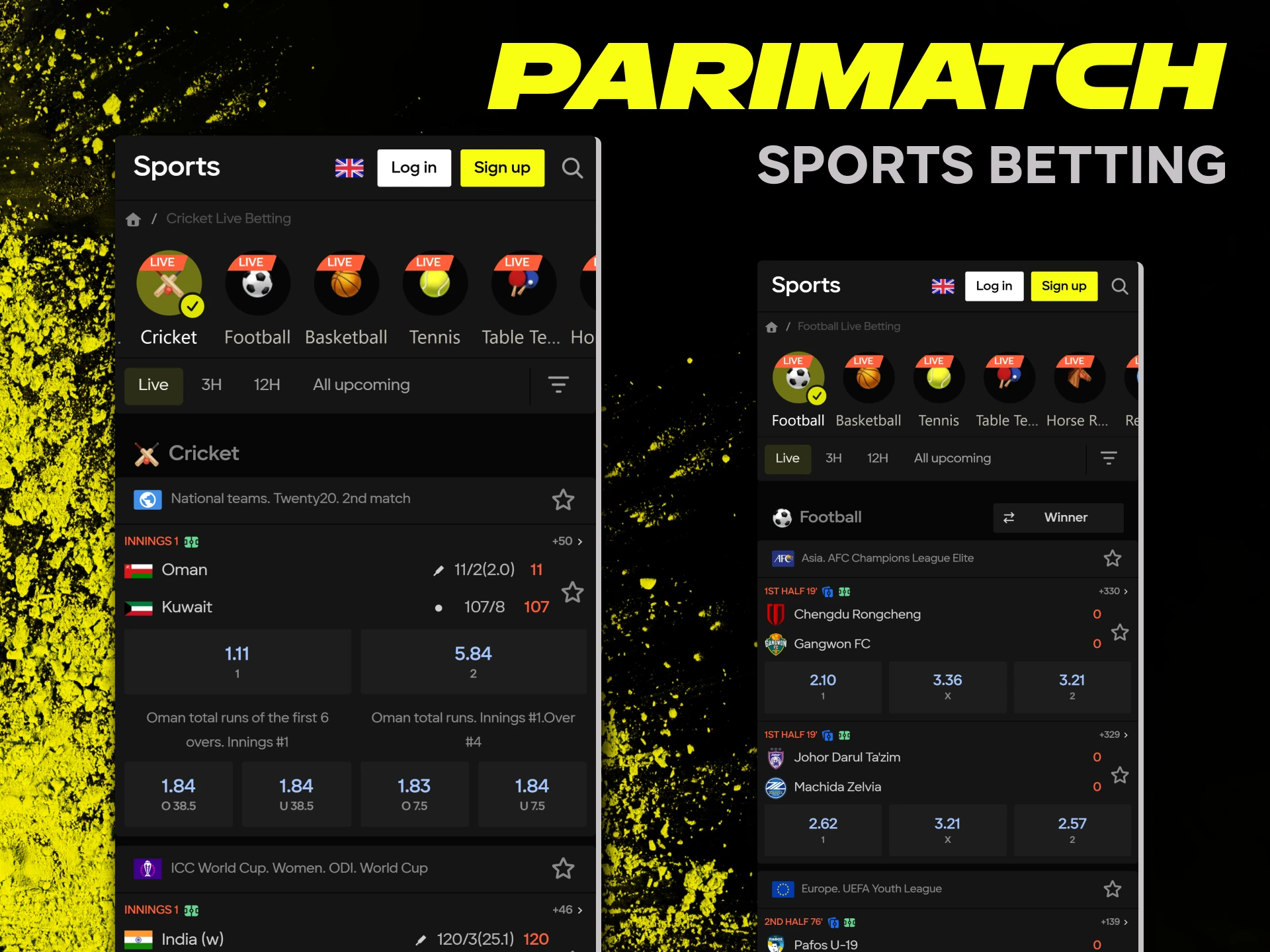 Watch live event statistics on the Parimatch app.