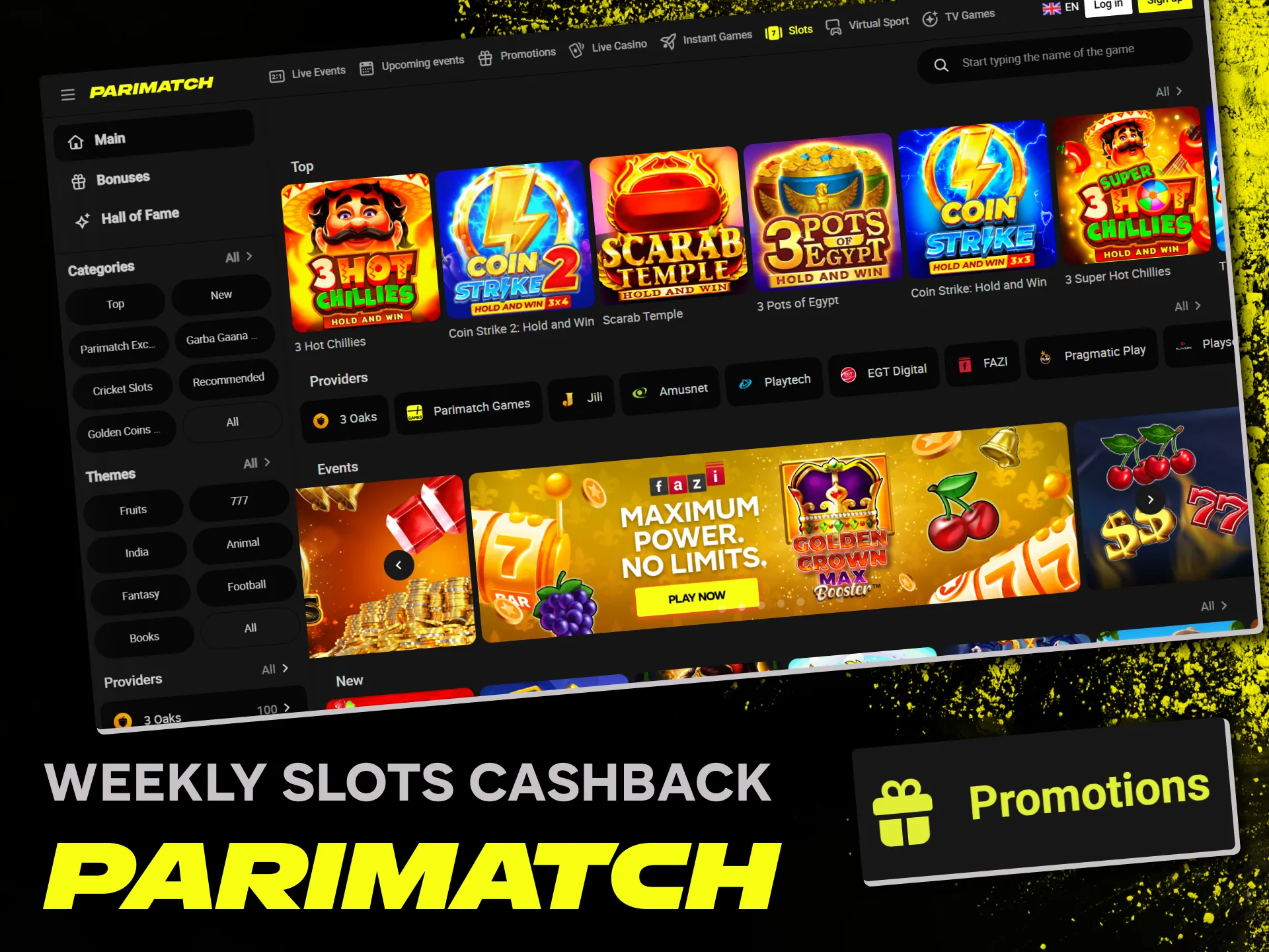 Participate in Parimatch weekly cashback promotion and get your lost bets refunded.