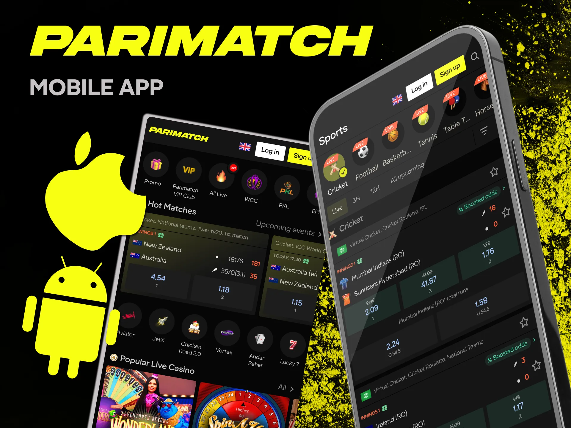 Install the Parimatch app and enjoy the game anywhere you go.