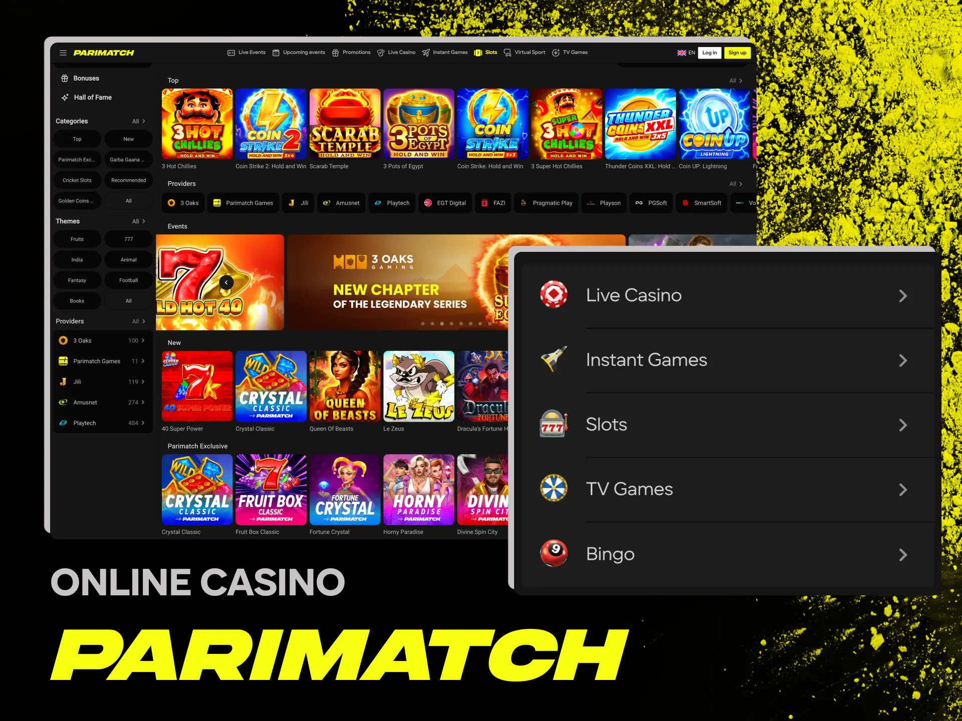 Play online casino games at Parimatch casino in Australia.