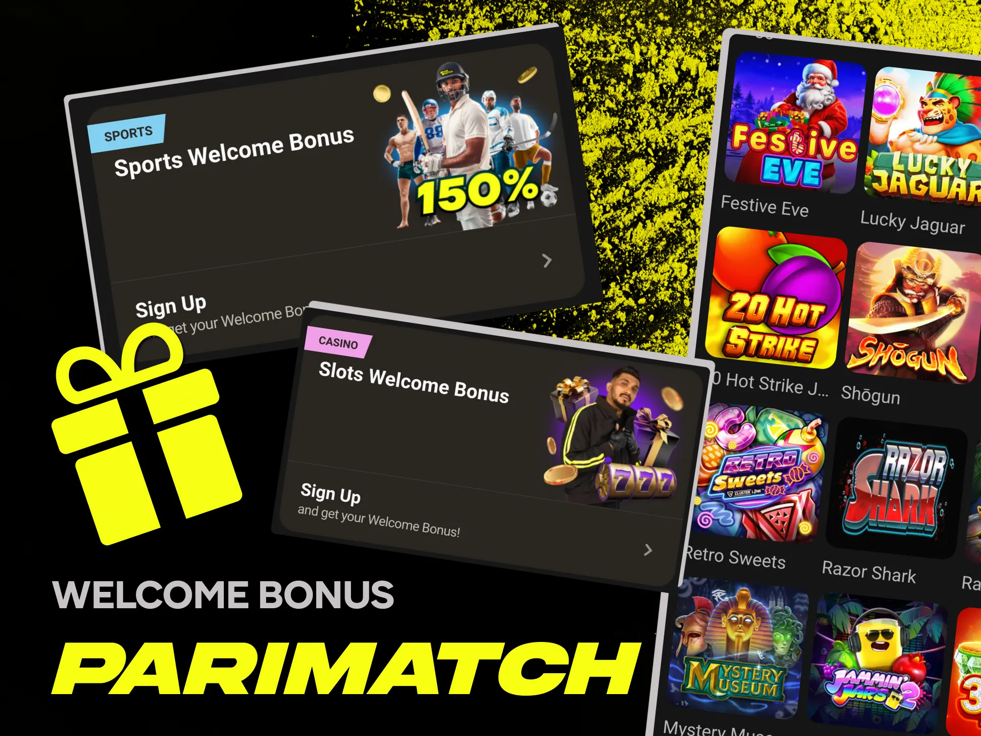 Create your Parimatch account and get a welcome bonus.